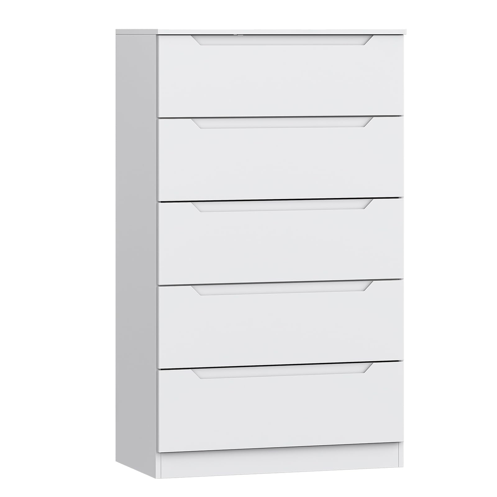 Winkalon White 5 Drawer Dresser for Bedroom, 48" H Tall Modern Chest of Drawers, Wood Storage Dresser with Deep Drawers for Living Room Hallway
