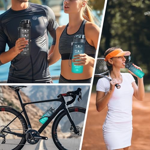 Image of Enerbone 24 oz Water Bottle, Leakproof BPA & Toxic Free, Motivational Water Bottle with Times to Drink and Straw, Fitness Sports Water Bottle with Strap for Office, Gym, Outdoor Sports