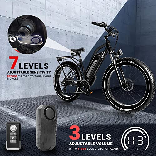 Himiway Bike Alarm Horn with Remote IP65 Waterproof Anti Theft Bicycle Alarm Wireless Security Vibration Motion Sensor Loud 113dB Adjustable Sensitivity for Bike, Motorcycle, Car, Scooter, Trailer - Image 3