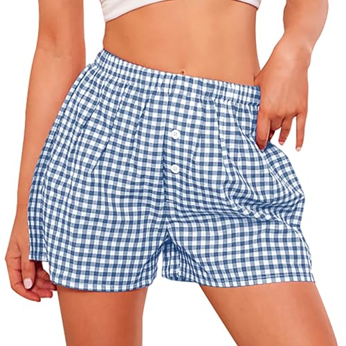 Image of PRETTYGARDEN Womens Summer Gingham Boxer Shorts