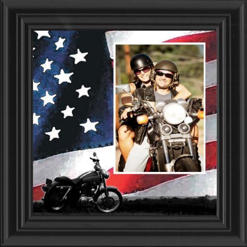 Motorcycle, Harley Davidson, Picture Frame, American Flag