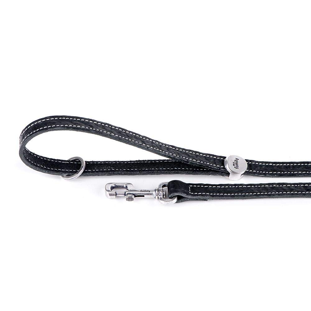 MyFamily Guinzaglio per Cane in Vera Pelle Italiana Made in Italy, Finiture Metalliche in Argento Antico, Pratico e Confortevole, Fatto a Mano, Collezione El Paso