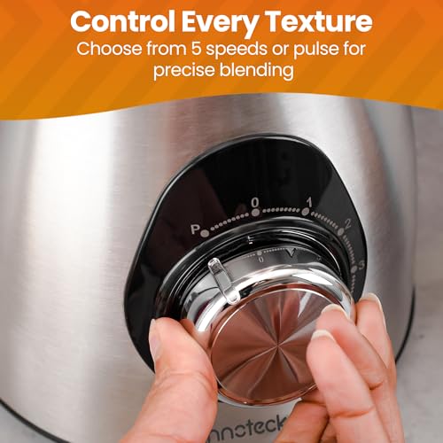 Innoteck 1.5L Food Processor & Blender with Glass Jar, 5 Speed Control, 500W Multifunctional Smoothie Maker, Bean Grinder & Spice Mill Kitchen Gadget for Juices & Milkshakes - Image 5