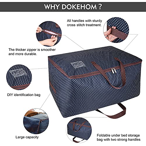 DOKEHOM 105L Large Underbed Clothes Storage Bag with Zip, Moisture Proof (Blue)
