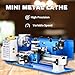 Package of 1 x Mini 7 x 14 Lathe Machine with 6 Free Compatible Accessories, Taper Turning, Radius Turning, Ball Turning, Vertical Slide, Z Angle Plate, Steel Grinding Vice