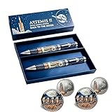 Bolígrafo conmemorativo Artemis II Back to THE Moon con moneda, bolígrafo con temática de astronauta cohete, bolígrafos de edición especial espacial 2026, set de regalo coleccionable (2pcs)