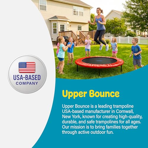 Image of Machrus Upper Bounce Mini Rebounder Trampoline for Adults and Kids, Exercise, Indoor Fitness, Foldable Round Jumping Exerciser, Supports up to 220 lbs
