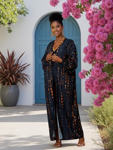 Image of Women's Kimono Cover Up Long Beach Dress Swimsuit Cover Ups Colorful Cardigan Lightweight Robe for Swimwear
