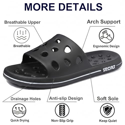 Image of FINLEEO Shower Sandals with Drainage Holes - Quick Drying Bathroom & Gym Slippers for Men and Women