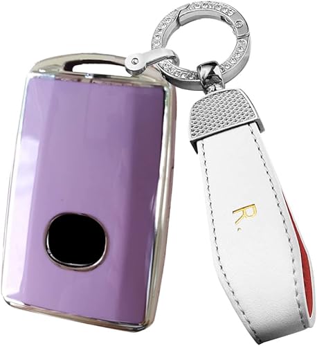 SANRILY Funda para llavero de 3 botones con borde plateado para Mazda 3, 6, 8, Miata MX-5, CX-3, CX-5, CX-7, CX-9, accesorios sin llave con llavero