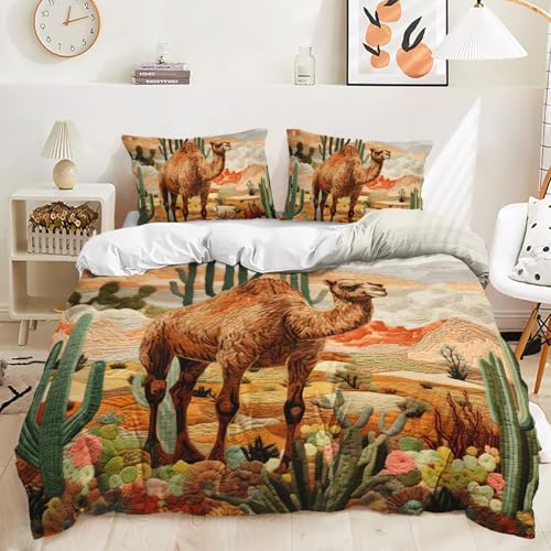 Dwetcxo Double Duvet Set Brown Camel Duvet Cover Sets Soft Microfiber Washable Bedding Double Bed Set Easy Care Bedding with Zipper Closure+2 Pillowcases 50x75cm 200x200cm