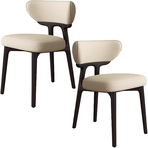 Miniatura 30 de YVYKFZD Sillas de comedor de madera maciza, juego de sillas de cocina sin brazos, silla de comedor con respaldo curvo, silla tapizada de cuero, para