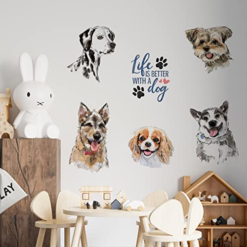 Yovkky Life Is Better With A Dog Wall Decals Stickers, Cute Puppy Neutral Nursery Playroom Decor, Kids Room Home Decorations Bedroom Art Gifts For Dog Lovers #TOP4