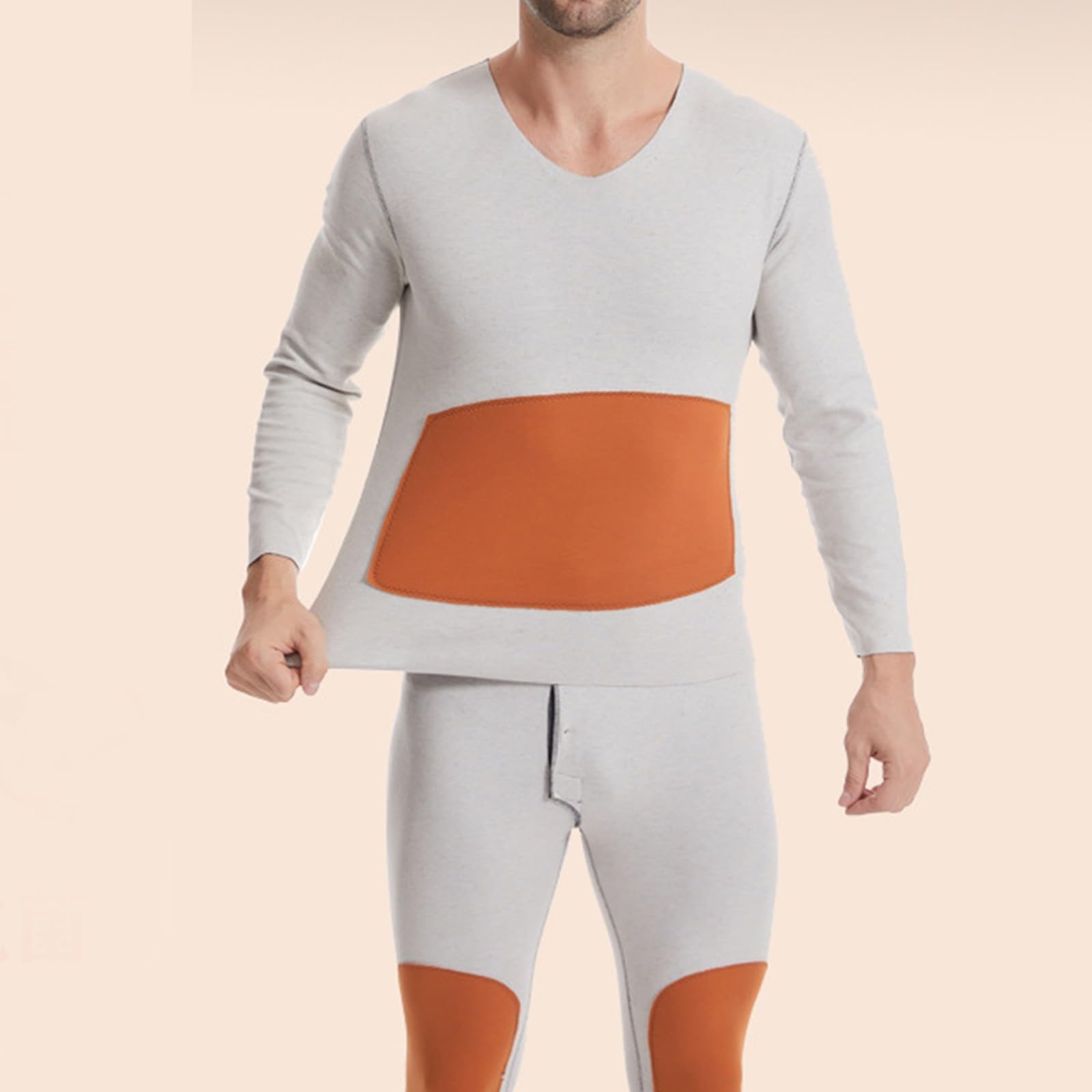 Générique Ensemble de sous-vêtements Thermiques pour Hommes Couche de Base Polaire doublée Longue Tenue de Nuit Chaude pour Hiver Froid vêtement de détente Confortable à Quotidien