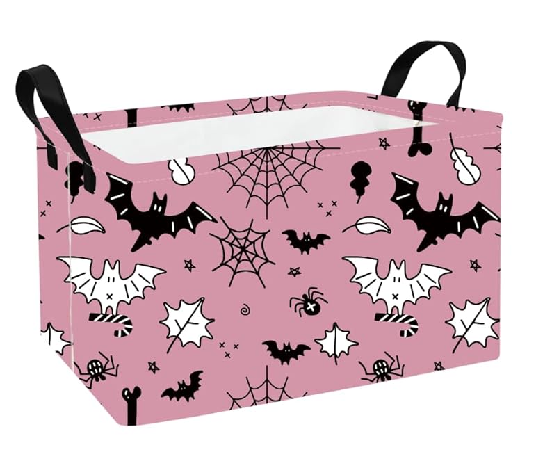 Rectangular Storage Basket Fabric Organizer Bin for Toys,Books,Clothes,Gifts,Pets-Perfect for Home,Office,Nursery,Dorm,Shelf(Rec-Pink hearts )