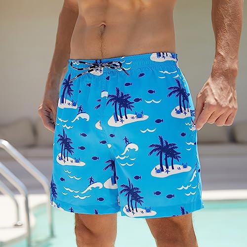 Mens Swim Trunks with Compression Liner 5'' Quick Dry Board Shorts 2 in 1 Beach Shorts for Men with Pockets2