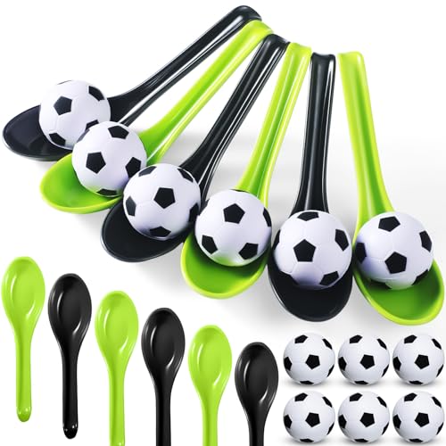 PullCrease 12 Pack Soccer Party Games Spoon Relay Race Toy Set for Teens Adults, Soccer Foam...