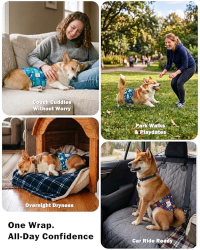 Image of CuteBone Dog Diapers Male Belly Bands 3 Pack for Male Dogs Reusable Puppy Wraps