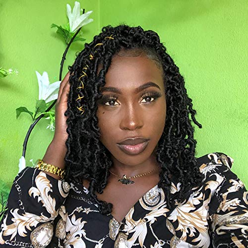 7 Packs Butterfly Locs Crochet Hair 10 Inch Short Bob Distressed Locs Crochet Braids Pre Looped Faux Locs Crochet Hair for Women Pre twisted Synthetic Braiding Hair Extensions (#1B)