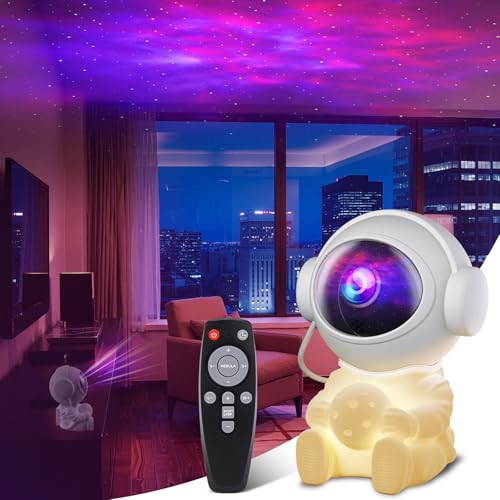 Sternenhimmel Astronaut Projektor, LED Sternenhimmel Projektor mit 9 Nebelmodi, 3 Helligkeit Nachtlicht Kinder mit Fernbedienung Timer, Galaxy Projektor für Zimmer Deko Wohnzimmer Kinder Party