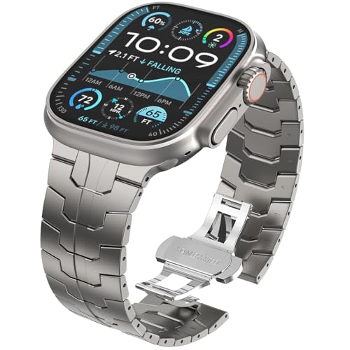 WINGLE Grade 2 Titanium Bands for Apple Watch Band Ultra 4/3/2/1 49mm 46mm 45mm 44mm 42mm Series 12 11 10 9 8 7 6 5 4 SE 3 2 1 Men, 24mm Wide Classy Business Lightweight Rugged Titanium iWatch Bands - image 1