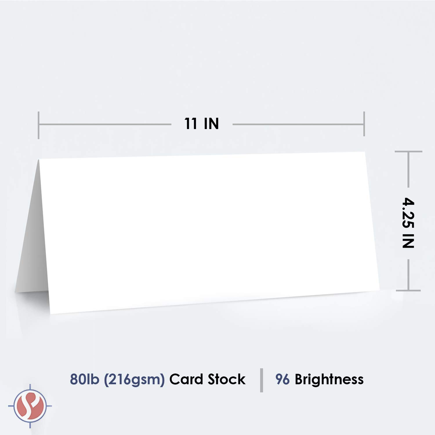 Vertical Fold Tent Cards - 4.25 x 11 Inch Heavyweight White Card Stock Paper - for Birthday, Wedding, Holiday, Anniversary Invitations, and All Occasions