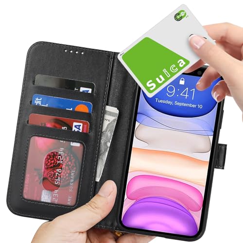Image of for iPhone 11 Case Wallet with Card Holder,for iPhone 11 Wallet Case for Women Men,PU Leather Shockproof Magnetic Buckle Stand Flip Phone Case-Black