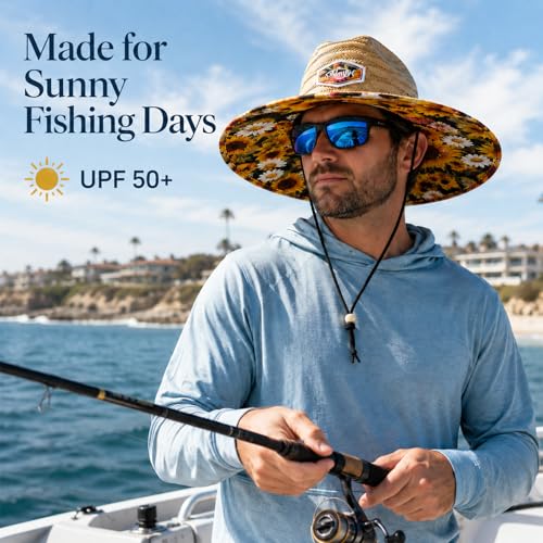 Image of Palmyth Straw Hat for Men & Women Sun Hats, Beach Hat, Fishing Hat Wide Brim UPF 50+ Sun Protection