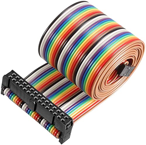 XYWHPGV IDC Rainbow Wire Flat Cable 30P D-Type FC/FC Connector 2.54mm Pitch 1m/39.3inch Length(afa73 42687 3c538 37134 6077a a1d74