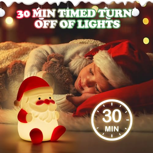 Image of Rechargeable LED Christmas Gift Night Light - 3 Level Dimmable Touch Lamp for Nursery and Kids Room Decor - Perfect Sleep Aid and Gift