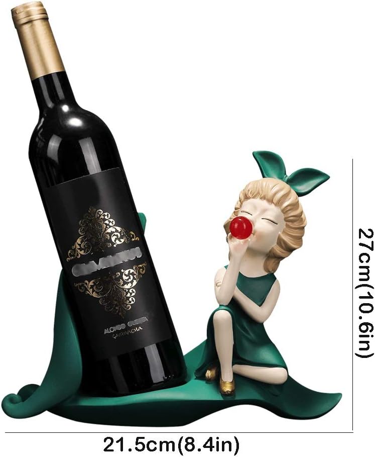 Wine Holder for Wine Storage Little Girl Wine Bottle Holder Statue with Decorative Tabletop Wine Rack Display Stand for Home Bar Decorations Resin Gift Wine Racks Countertop (Color : A)