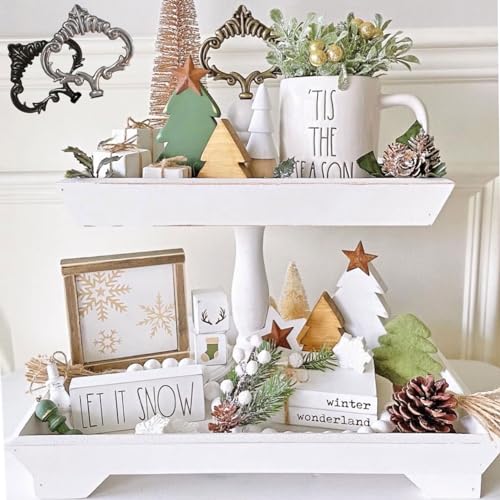 Rustic Wood Two Tiered Tray by Felt Creative Home Goods,