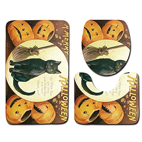 oneforus Badematten-Set 3-teiliges Badezimmer-Teppich-Set 3D-Druck rutschfeste Sockel-Badematte Toilettenkontur-Teppich…