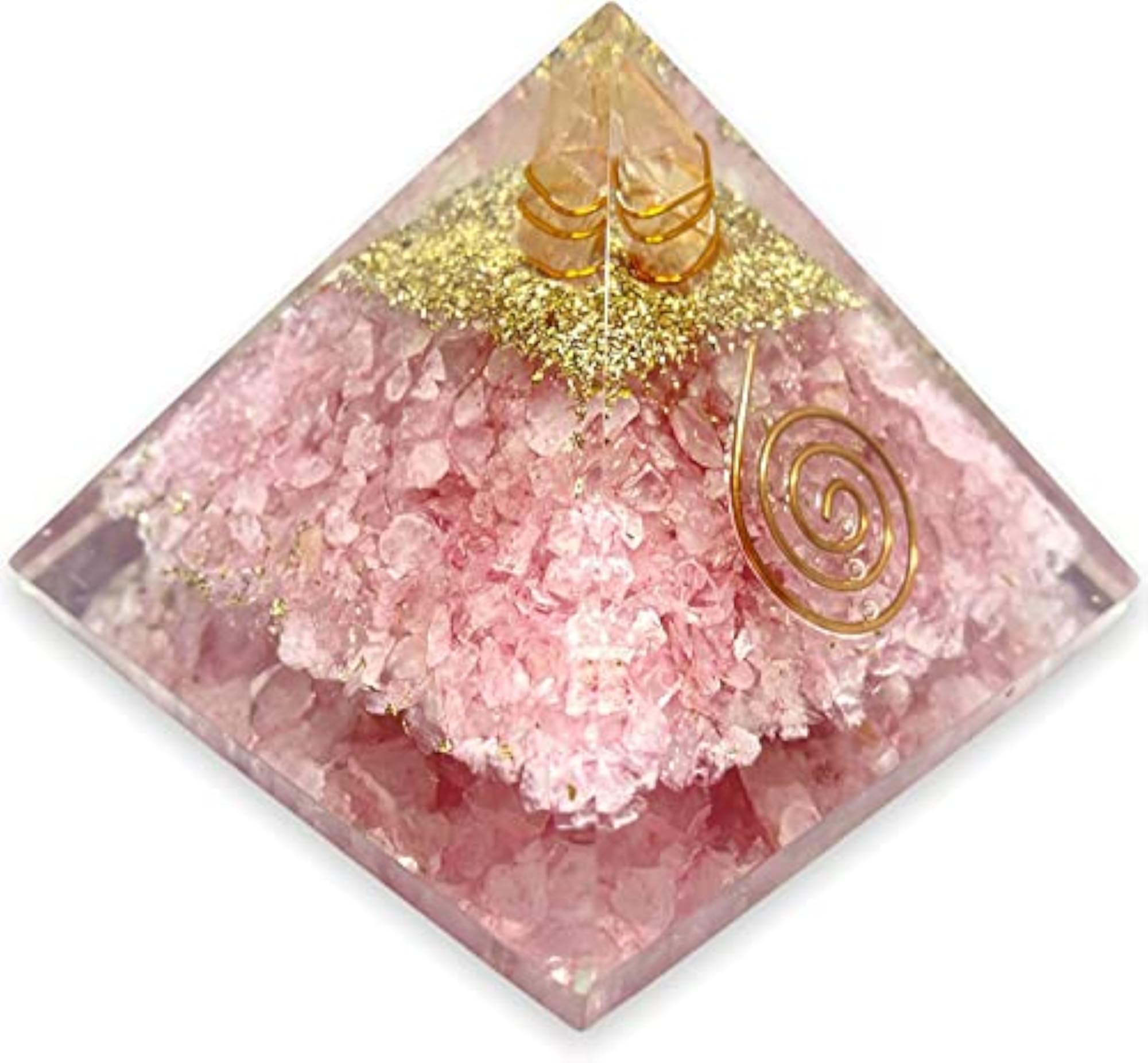 Orgone Pyramid Rose Quartz Crystal with Healing Stones