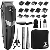 Hair Clippers& Wired clippers for men Professional All in one 24 Pieces Hair Cutting Kit Multiple Choice Wired Hair Trimmer with 14 pieces limit comb,1 Scissors,1 Storage Bag,3 Combs,1 Cape