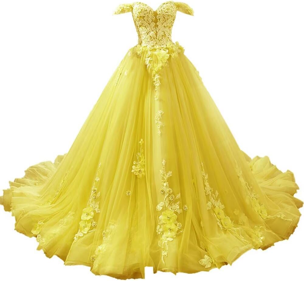 FTBY Off The Shoulder Quinceanera Dresses Tulle Sweetheart Ball Gowns Lace Appliques Prom Dresses for Sweet 15 16