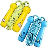 2 Stück Springseil Kinder mit Cartoon Holzgriff, Verstellbare Springseil für Kinder, Seilspringen Kinder Baumwolle, Baumwolle Spring Seil Holzgriffe für Fitness Training Spiel für Kinder ab 3 Jahren