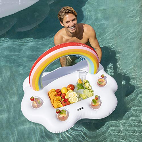 Funboy Giant Inflatable Rainbow Cloud Drink Holder, Luxury Floating Bar Accessory For Pool Parties And Entertainment, Floating Drink Holder #TOP3