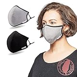 Shero 3-Layer Reusable Copper Infused Face Mask With Nose Wire, Washable, Breathable and Adjustable, 2-pack (Black/Gray Assortment)