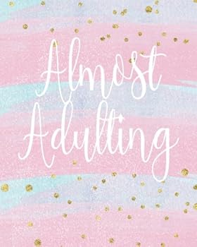 Almost Adulting : Bullet Journal with Stylish Pink Watercolor, Gold Dot Design, Dot Grid Bullet Journal, 8 X 10 Blank Notebook, 1/4 Inch Dot Grid with 160 Pages, Sturdy Matte Softcover Dotted Paper, P