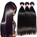VRBest Hair Virgin Brazilian Straight Human Hair Extensions 4 Bundles Unprocessed Brazilian Virgin Hair Weave Bundles Natural Black Color (20 22 24 26)