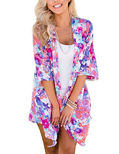Image of Chunoy Women Short Sleeve Chiffon Kimono Beach Swimsuit Cover Up