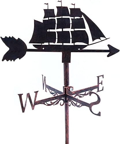 Alnicov Veleta de viento de metal, velero de acero inoxidable para decoración de patio al aire libre, techo de hierro, jardín, exterior