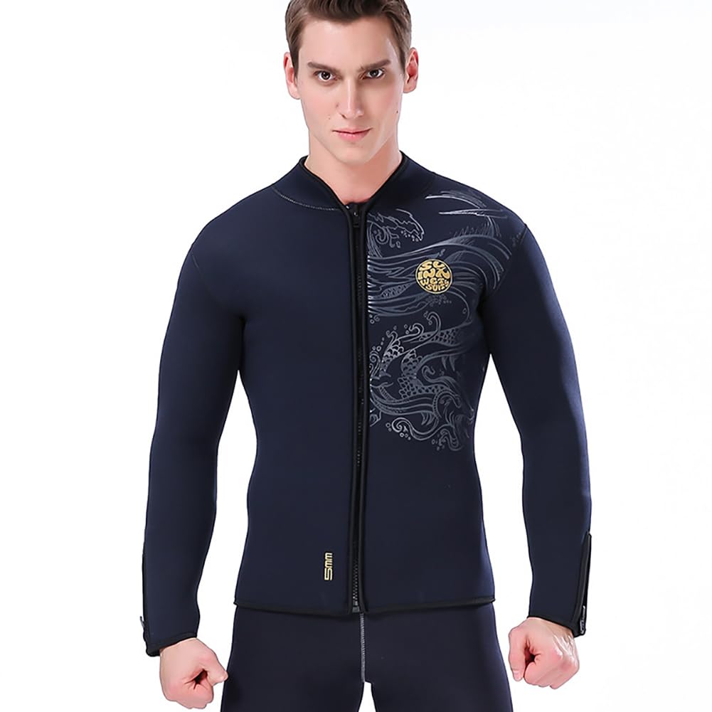 WYYHAA 5MM Wetsuit Top Mens Women, Ultra Stretchy & Warmth Neoprene Diving Jacket, Long Sleeve Wetsuit Jacket for Cold Water Snorkeling Surfing,XXL