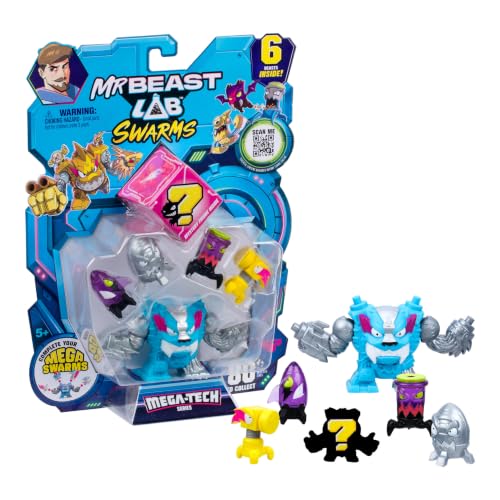 Image of MrBeast Lab Swarms MEGA-TECH Series 6 Pack, including a Mega Swarm | Includes 5 Micro Beasts, 1 MEGA Swarm, plus connectable parts for custom Loadout builds across packs