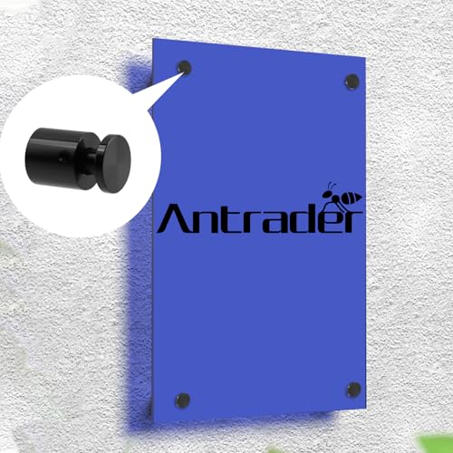 Image of Antrader 4Pcs 3 /4 inch x 3 /4 inch Aluminum Alloy Burglarproof Sign Standoffs,Black | Glass Standoffs with Allen Wrench, Wall Mount Standoff Holder Advertise Fixing Nails