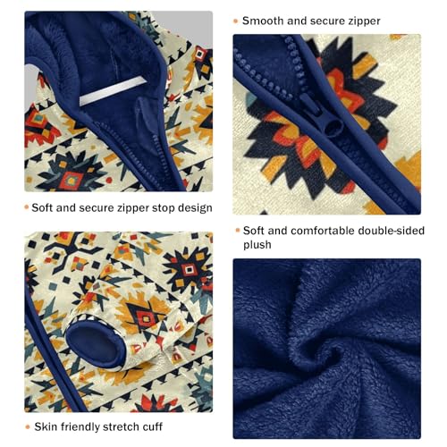 Boho Aztec Ethnic Girls Fleece Jacket Girls Fall Jacket Boys Coats Zip Up Hoodie Children Sherpa Warm Outerwear 2-10T3