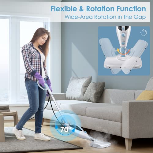 Doker Steam Mop Cleaner - Handheld Detachable Floor Steamer For Hardwood Floor Cleaning W/ 11 Accessories, 2 Mop Pads, Multi-Functional For Home Use Tile Carpet Kitchen Window Wall Laminate #TOP3