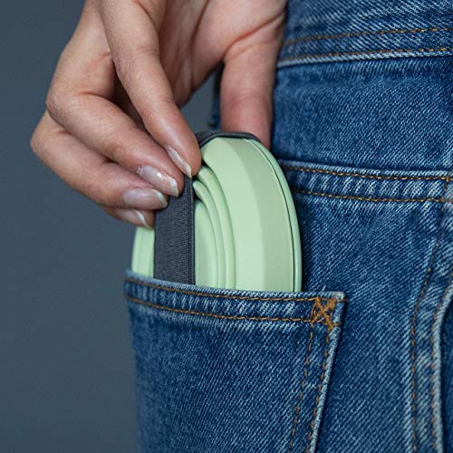 HUNU Leakproof Pocket Cup Collapsible Coffee Cup | Reusable Coffee Cup Travel Mugs for Hiking Cycling Camping - BPA Free Portable Espresso Silicone Cups with Lids - 9 oz (Charcoal Grey)