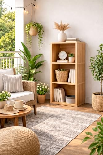 Image of 3 Cube Storage Shelf, 3 Cube Storage Organizer, 3 Tier Bookshelf Small Bookcase, Wooden Book Shelf for Bedroom, Small Bookshelf for Living Room and Office (3 Tier, Natural)